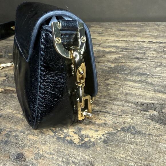 Tory Birch Amanda Black Mini Clutch Crossbody Gold Chain Removable Strap Leather - Picture 12 of 16